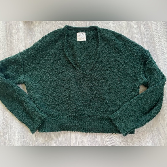 Free People Theo V-Neck Sweater Deepest Spruce Medium - Picture 4 of 7